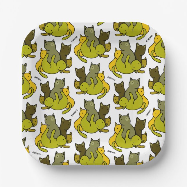 Olive kittens paper plate (Front)