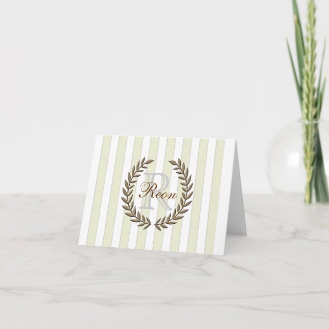Olive Leaf A2 Note Card (Mocha) (Front)