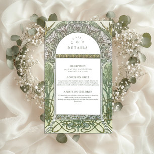 Olive Leaf Arch Art Nouveau wedding Enclosure Card