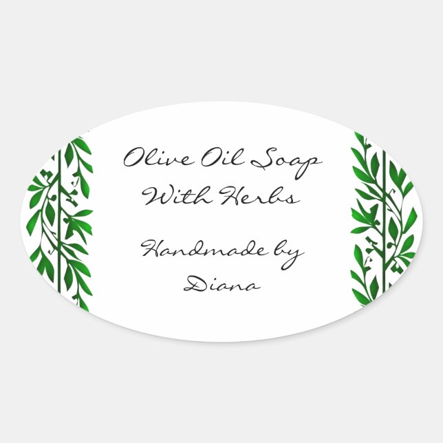Olive Leaf Custom Recipe or Soap Label Stickers (Front)