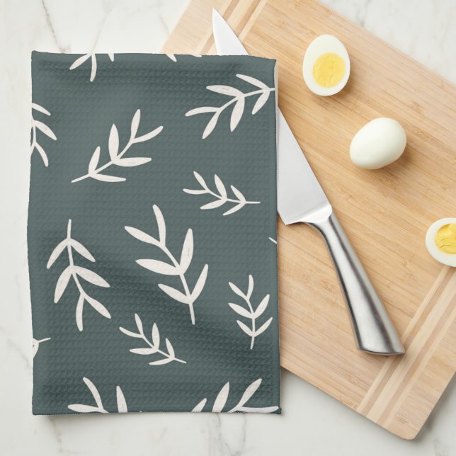 Olive Leaf Kitchen Towel (Quarter Fold)