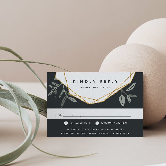 Olive Leaf RSVP Card with Entree Choices (Creator Uploaded)