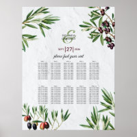 Olive Leaves Greek Island Wedding Seating Chart