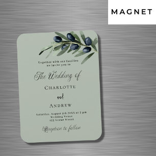 Olive leaves greenery luxury wedding invitation magnet