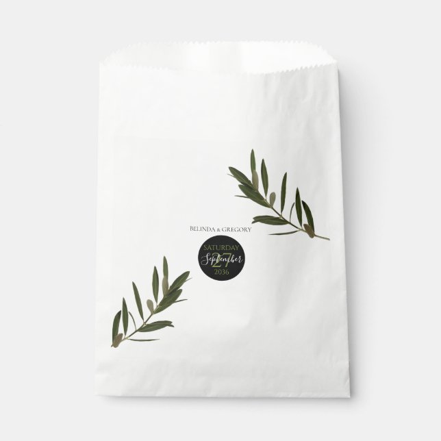 Olive Leaves Greenery Wedding   Favour Bags (Front)