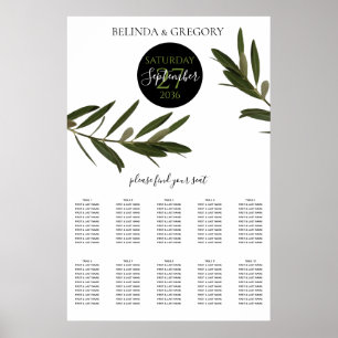 Olive Leaves Greenery Wedding Seating Chart