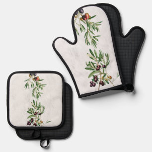 Olive Leaves Mediterranean Greek Island Oven Mitt & Pot Holder Set