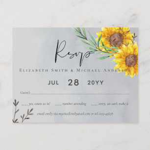 Olive Leaves Sunflowers Rustic Wedding Postcard