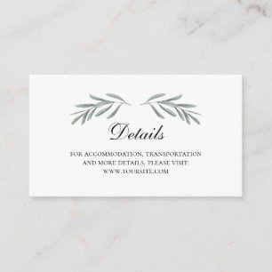Olive leaves wedding details. Italian insert card