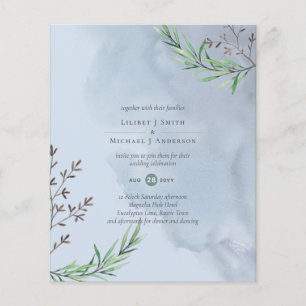 Olive Leaves Wedding Dusty Blue Lemon Flyer