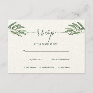 Olive Leaves Wedding RSVP card