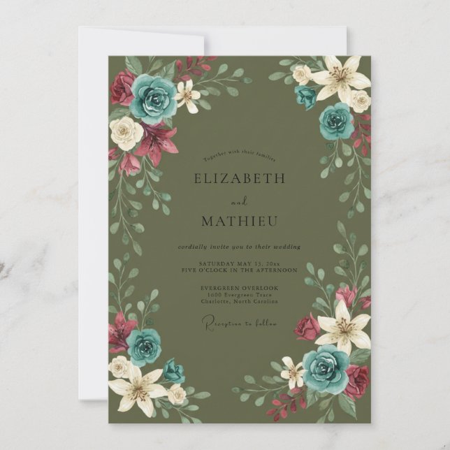 Olive Lily Moody Wedding Invitation (Front)