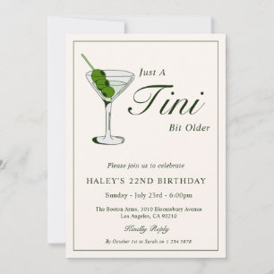 Olive Martini Cocktail Funny 22nd Birthday Party Invitation