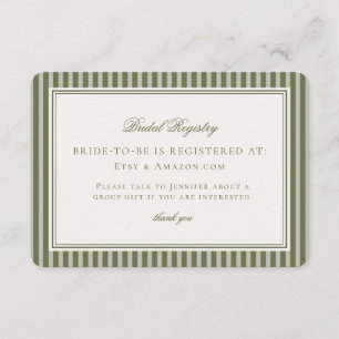 Olive Martini Tini Bit Closer Bridal Registry Enclosure Card
