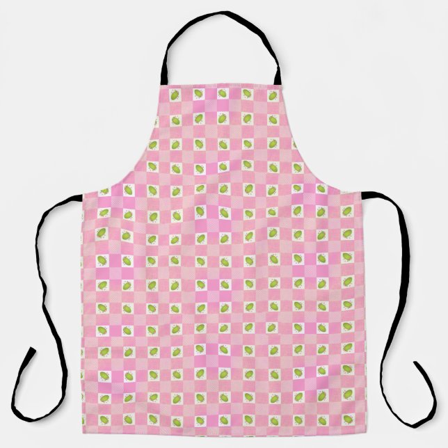 Olive Me Loves Olive You Retro Pink Pattern Apron (Front)
