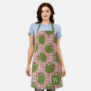 Olive Mediterranean Greek Key Apron