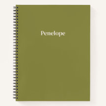 Olive Minimalist Personalised Spiral Notebook