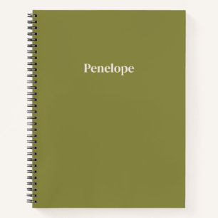Olive Minimalist Personalised Spiral Notebook