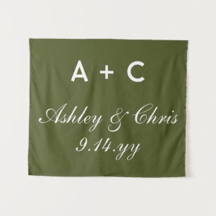 Olive Modern Personalised Wedding Reception Sign Tapestry