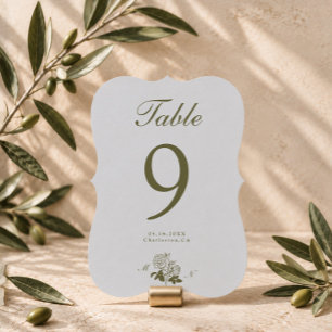 Olive Monogram Die-Cut Wedding Table Number