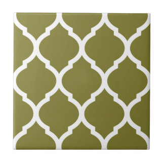 Olive Moroccan Quatrefoil Patterned Ceramic Tile