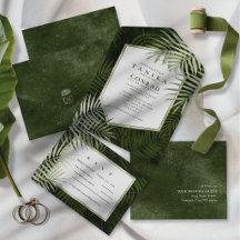 Olive Oasis Palm Leaf Pattern Wht Slate ID1324