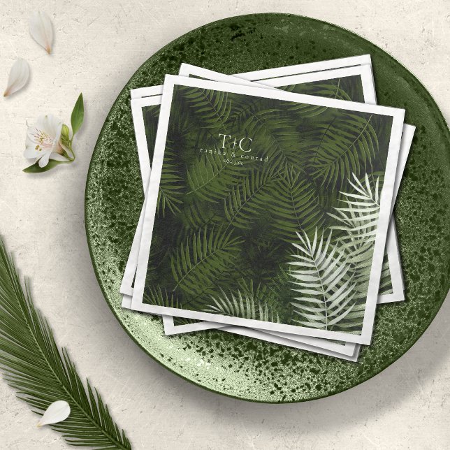Olive Oasis Palm Leaves Border Pattern ID1324 Napkin (Creator Uploaded)