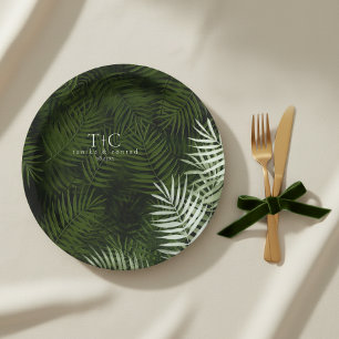 Olive Oasis Palm Leaves Border Pattern ID1324 Paper Plate