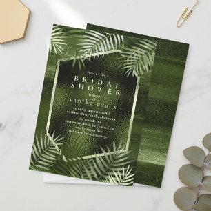 Olive Oasis Palm Leaves Dk Bridal Shower ID1324 Invitation