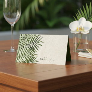 Olive Oasis Palm Leaves on Stone ID1324 Place Card