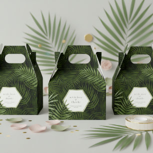 Olive Oasis Palm Leaves Pattern Thank You ID1324 Favour Box