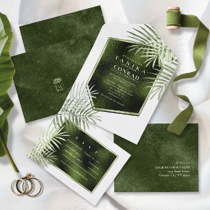 Olive Oasis White Foil Frame Slate ID1324 All In One Invitation