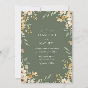 Olive Ochre Botanical Wedding Invitation