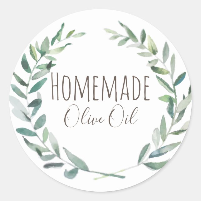 Olive Oil Bottle Rustic Vintage Wreath Craft Label (Front)