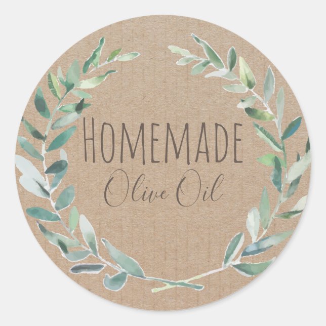 Olive Oil Bottle Rustic Vintage Wreath Craft Label (Front)