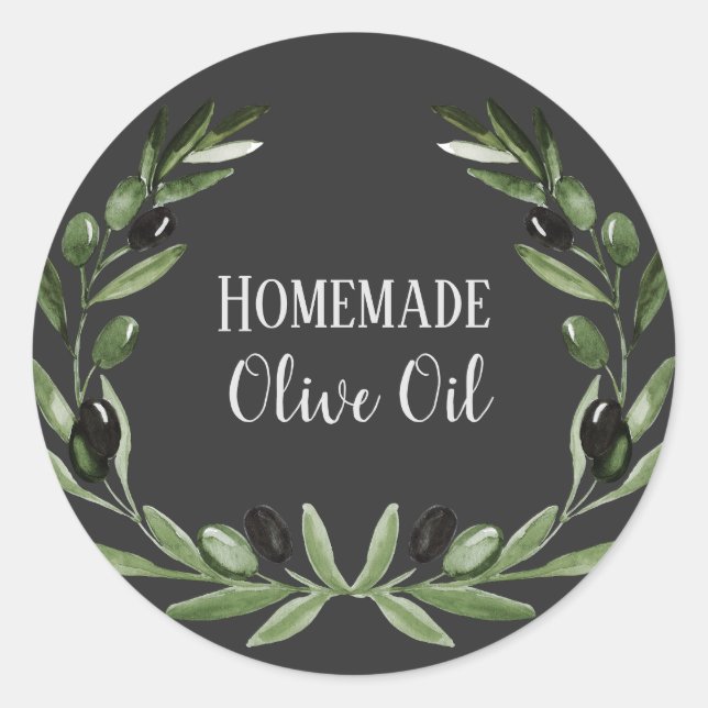 Olive Oil Bottle Rustic Watercolor Private Label (Front)