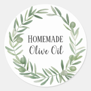 Olive Oil Bottle Rustic Watercolor Wreath Label
