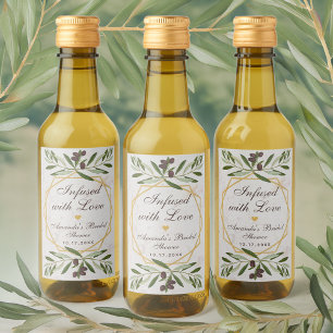 Olive Oil Bridal Shower Favours Infused with Love Wine Label