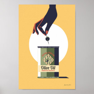 Olive oil can retro vintage  poster  kitchen