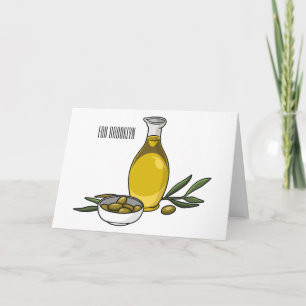 Olive oil cartoon illustration  card