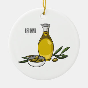 Olive oil cartoon illustration ceramic tree decoration