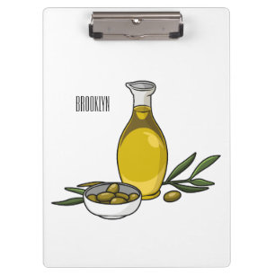 Olive oil cartoon illustration  clipboard