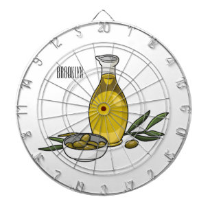 Olive oil cartoon illustration  dartboard
