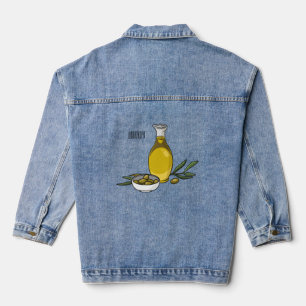 Olive oil cartoon illustration denim jacket