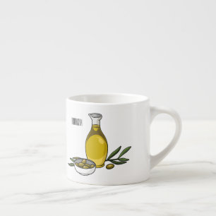Olive oil cartoon illustration  espresso cup