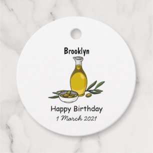 Olive oil cartoon illustration favour tags