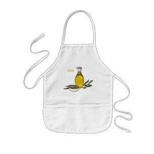 Olive oil cartoon illustration kids apron