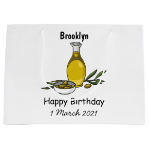 Olive oil cartoon illustration large gift bag