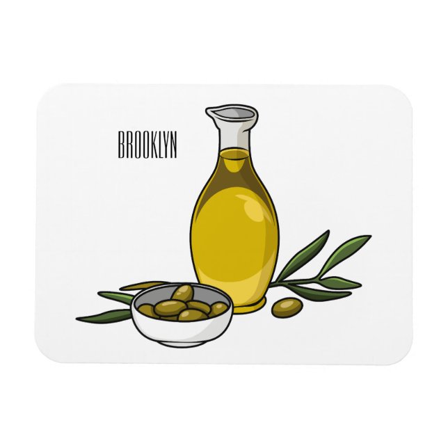 Olive oil cartoon illustration  magnet (Horizontal)