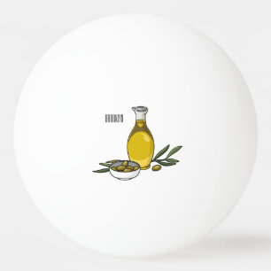 Olive oil cartoon illustration  ping pong ball